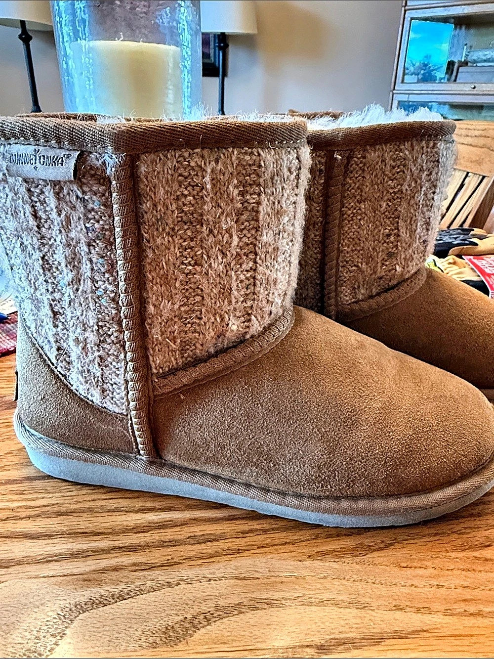 Minnetonka Chandra Suede Berber Lined Bootie Brown Winter Boots